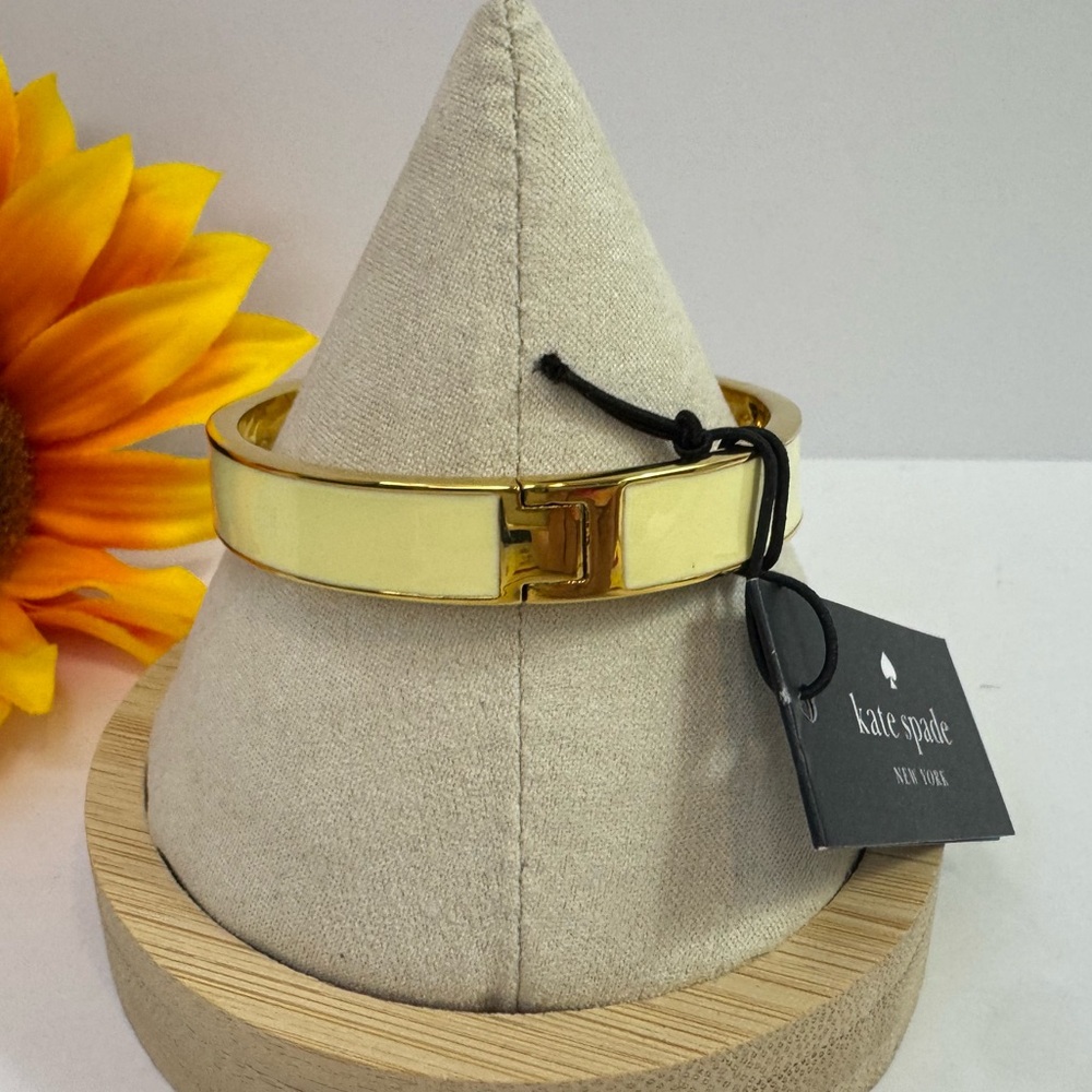 Kate Spade Light Yellow and Gold Spade Cutout Bangle - Picture 2 of 4